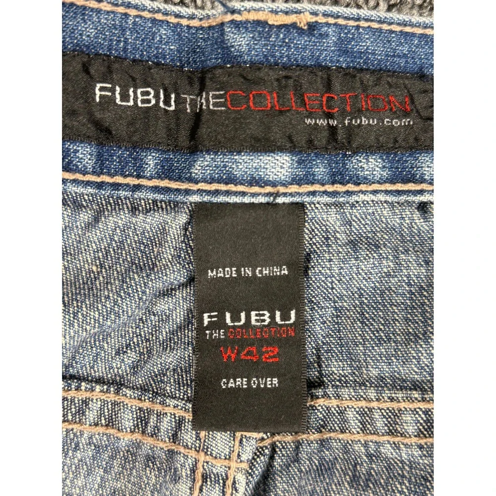 FUBU The Collection Mens Denim Shorts‎ Blue Baggy 90s Streetwear W42 Circa 1992